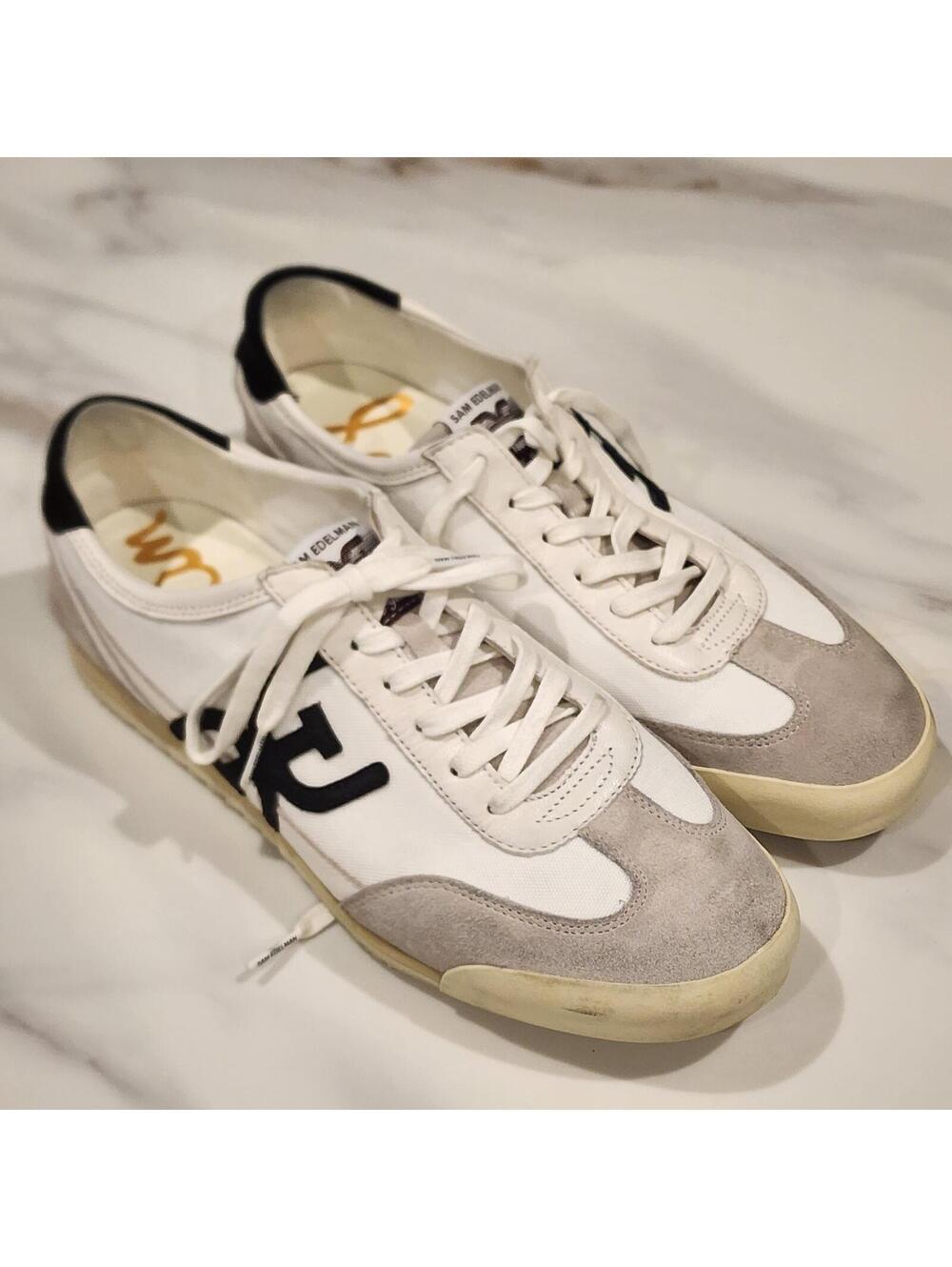 Sam Edelman White Suede Leather Sneakers Women's 11 Worn Twice EUC